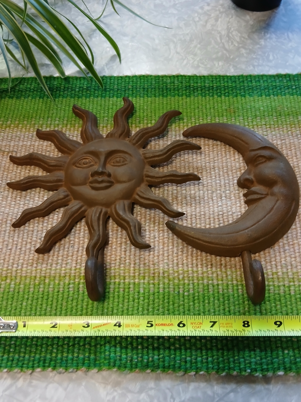 Sun & Moon Cast Iron Wall Hooks - Brown
